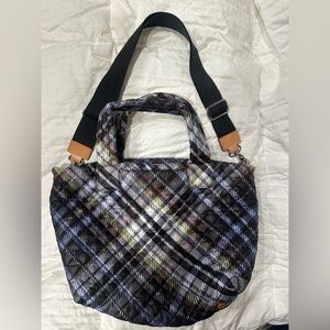 MZ Wallace/ Plaid Quilted Women's Bag with canvas detachable strap